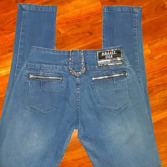 Brasil USA Denim - Low Rise Beaded / Sequin Skinny Jeans